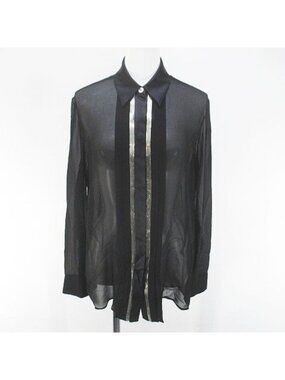 Versace Medusa Button Shirt Blouse Silk Black Sheer 36